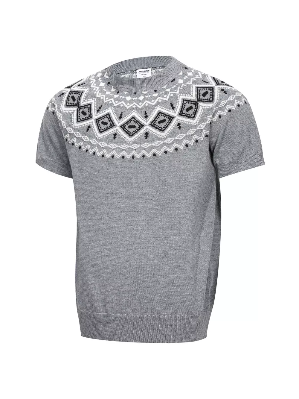 Men's Short Sleeve Fair Isle Pattern Knit Top, image 5