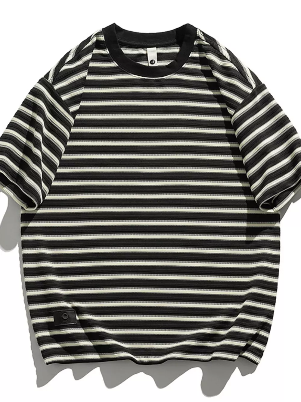 Men's Plus Size Striped Round Neck Half Sleeve T-Shirt, image 4