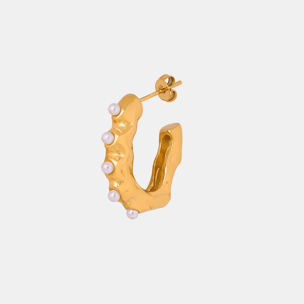 Synthetic Pearl 18K Gold-Plated Earrings, image 8