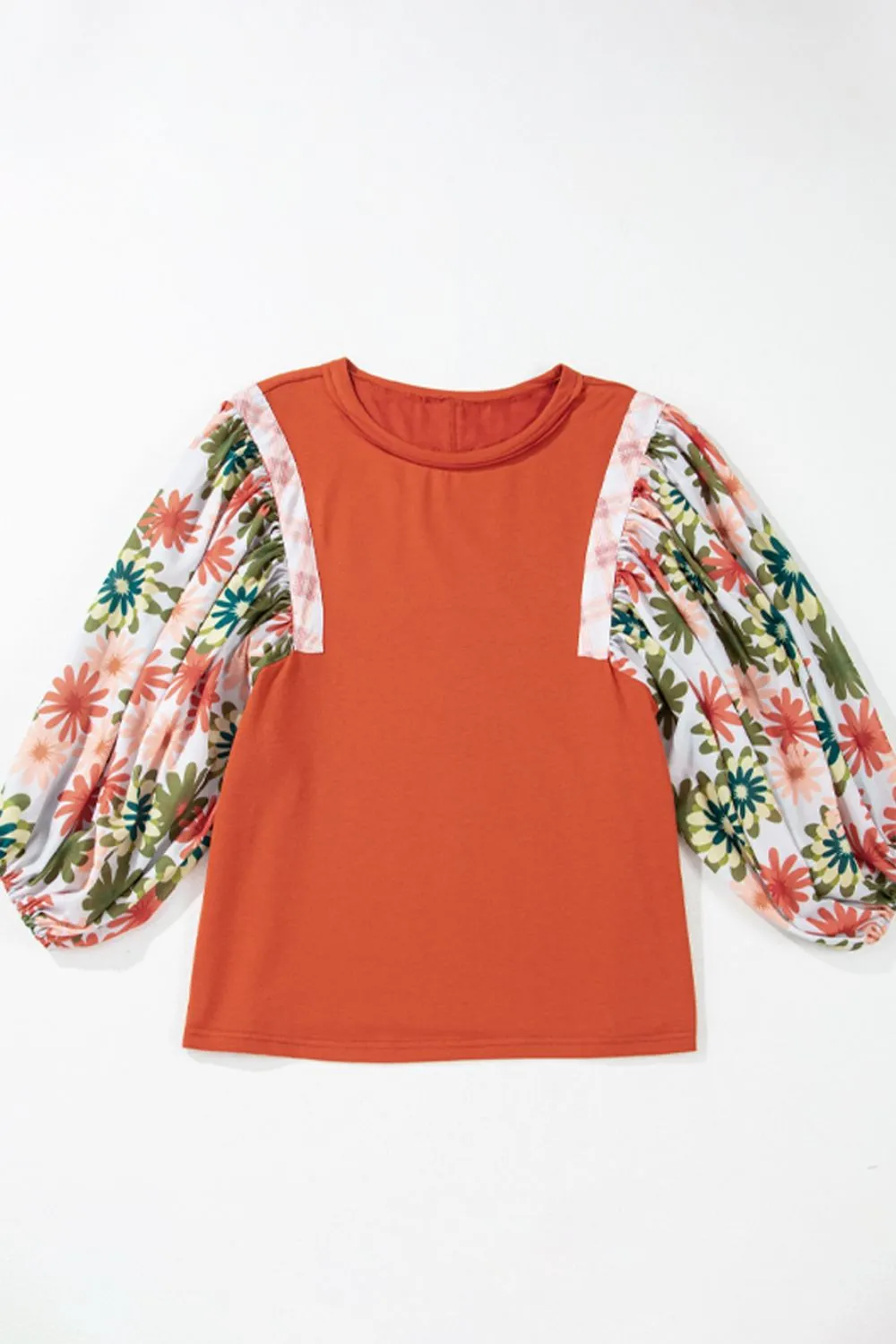 Printed Round Neck Balloon Sleeve Blouse, image 7