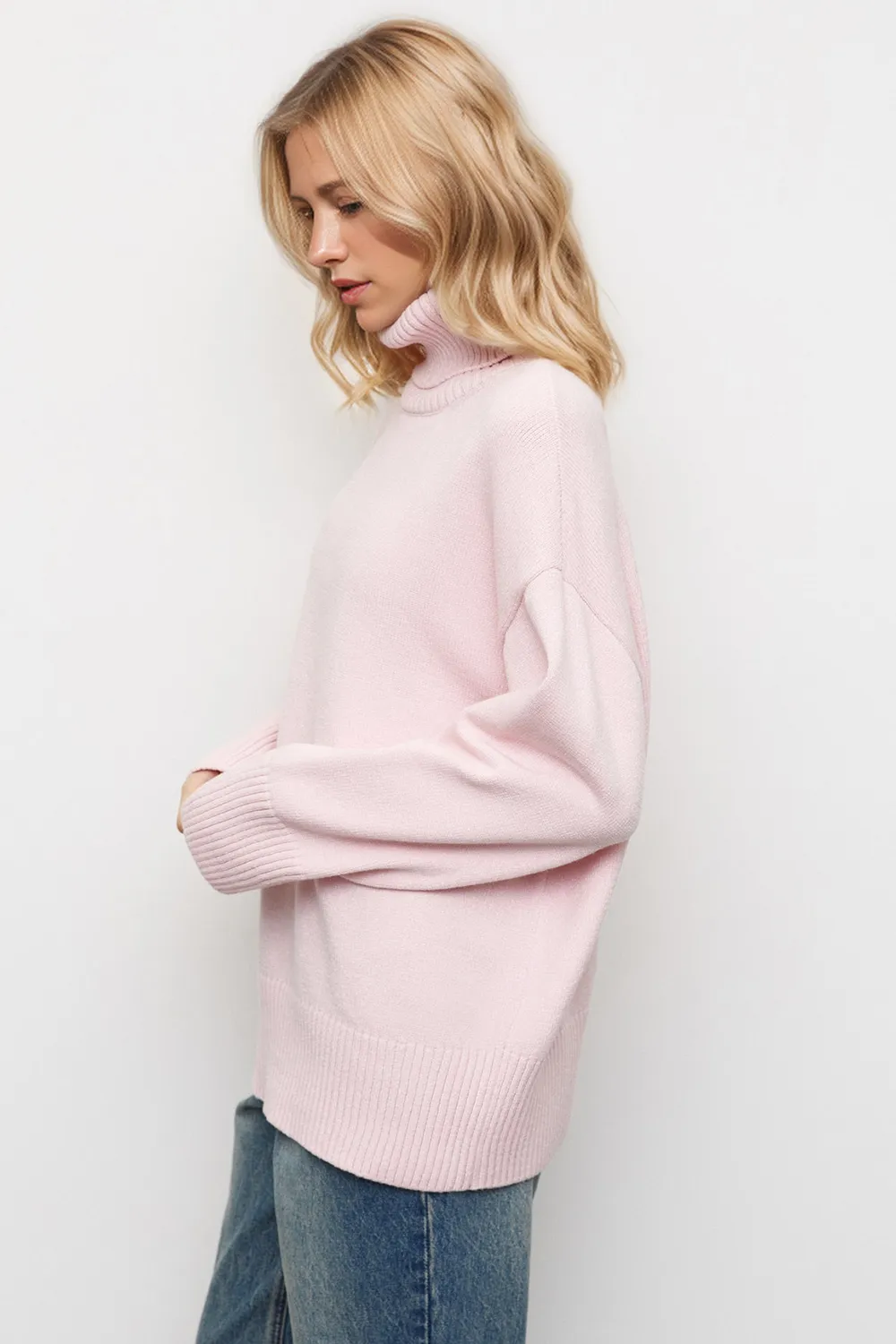 Turtleneck Dropped Shoulder Long Sleeve Sweater, image 7