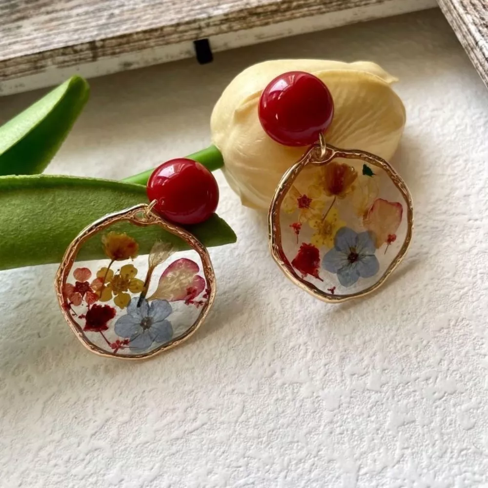 18K Gold-Plated Flower Dangle Earrings, image 2