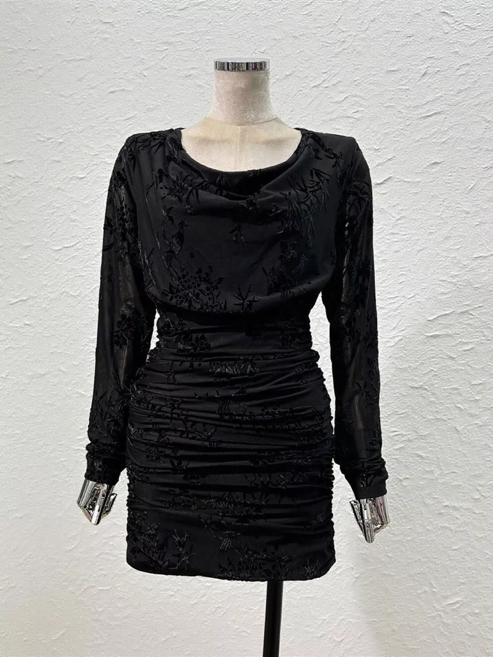 Ruched Long Sleeve Mini Dress, image 6