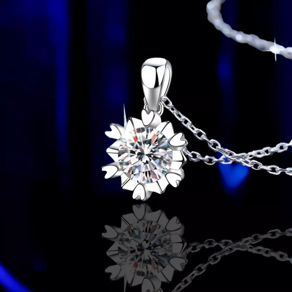 1 Carat Moissanite 925 Sterling Silver Flower Necklace, image 2