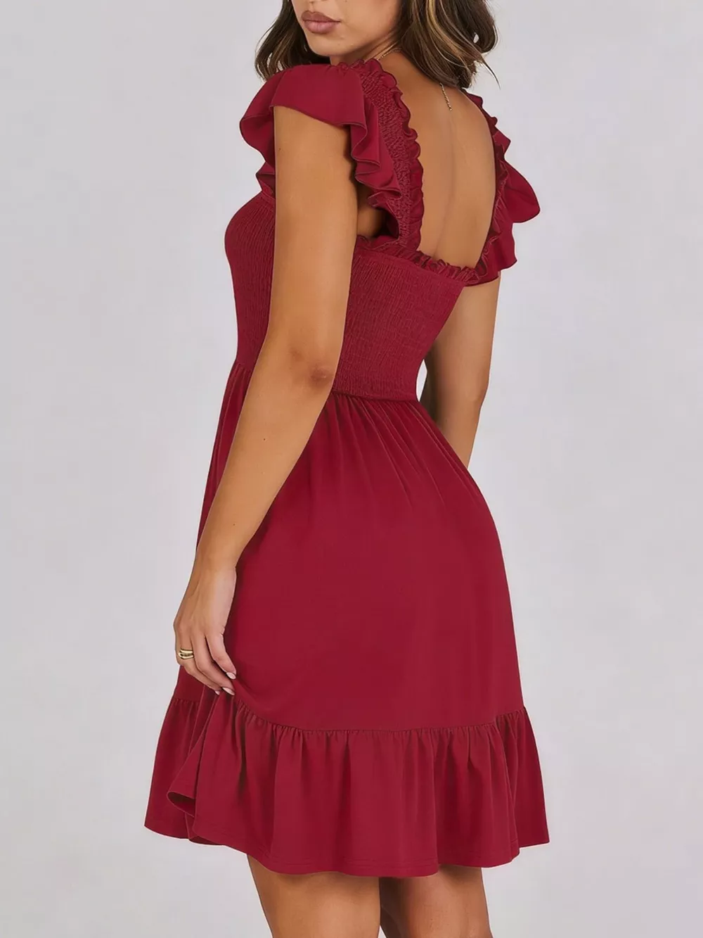 Smocked Ruffle Hem Mini Dress, image 18