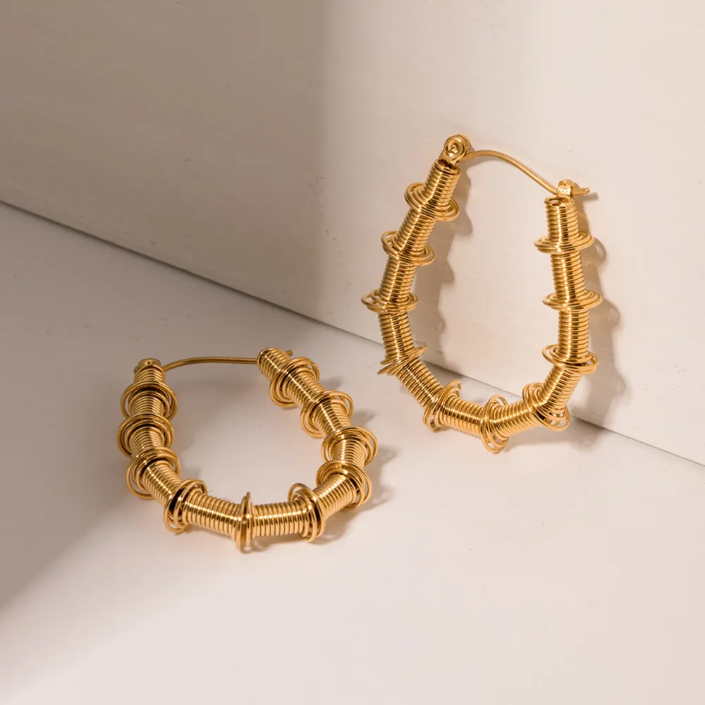 Gold-Plated Stainless Steel Hoop Earrings, image 2