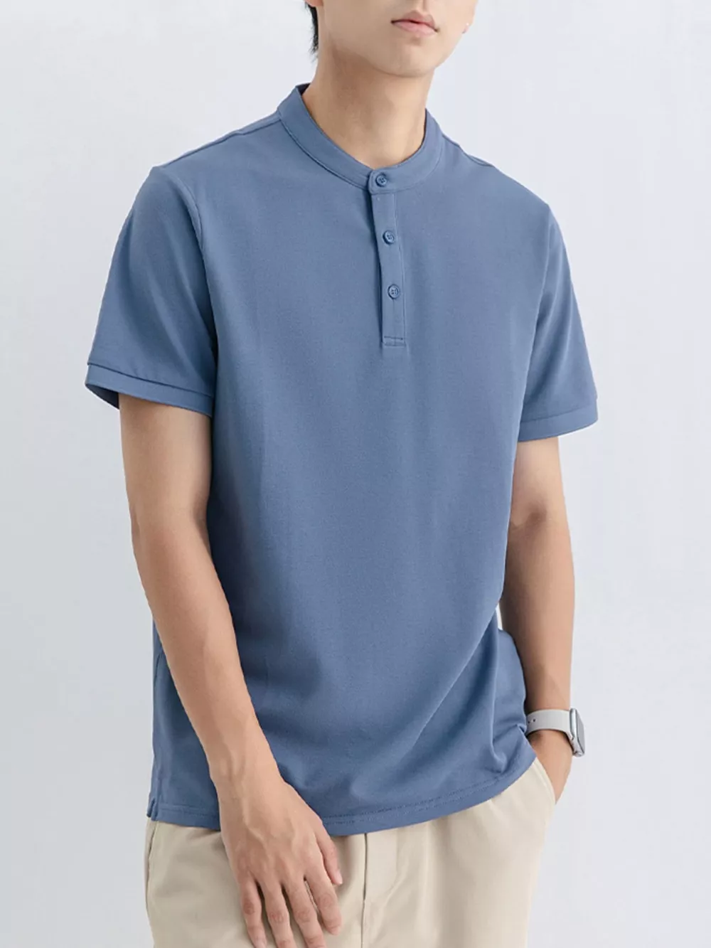Men's Plus Size Button Detail Short Sleeve Top, image 3