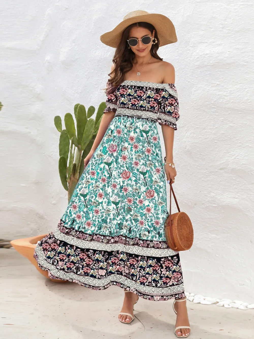 Floral Flounce Sleeve Midi Dress, image 4