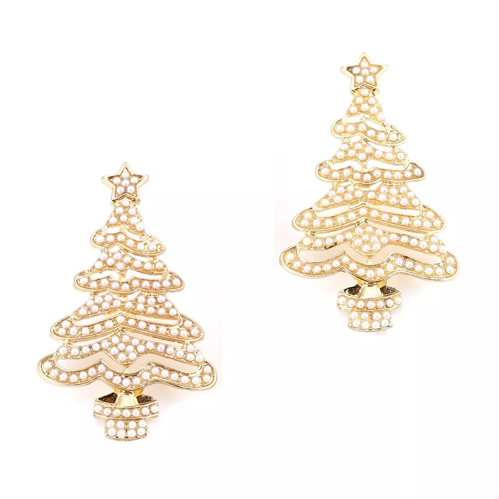 Christmas Tree Rhinestone Earrings, image 4