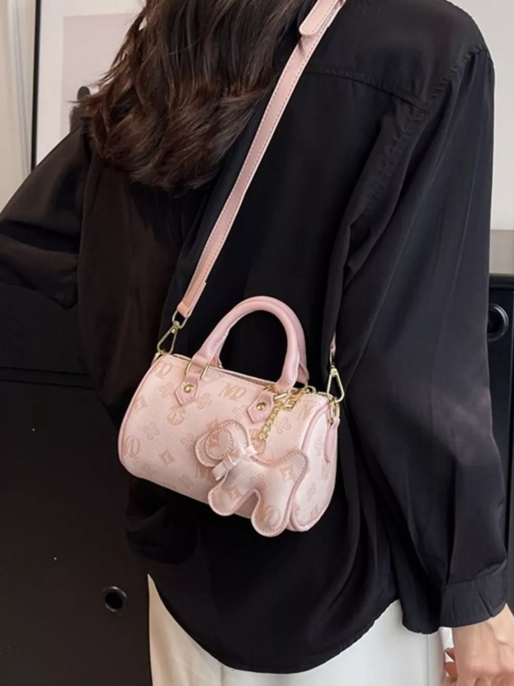Barrel Crossbody Bag with Charm, image 12