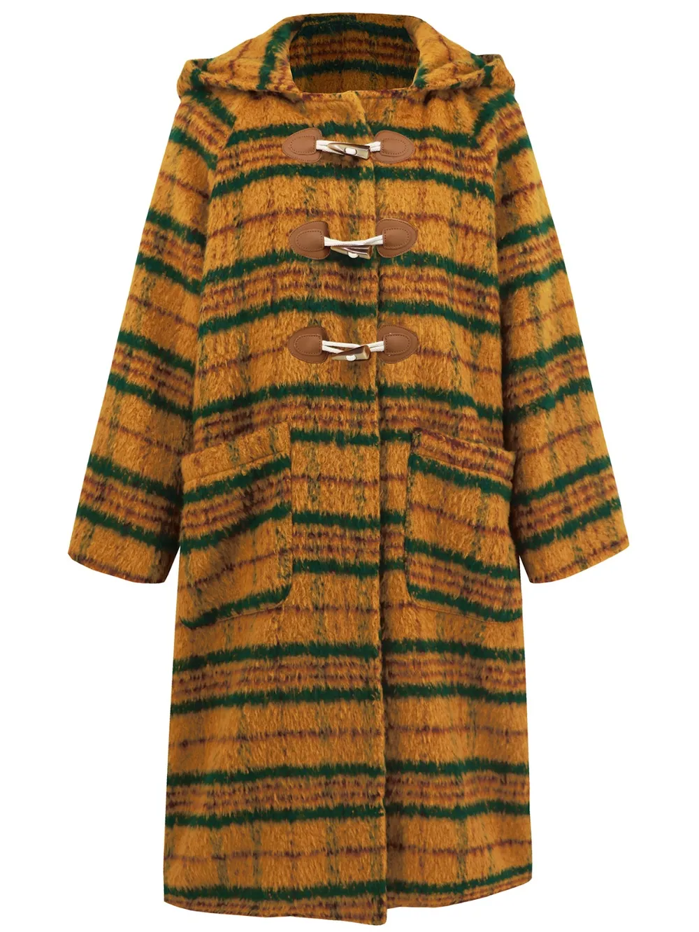 Plaid Long Sleeve Hooded Coat with Pockets, image 16