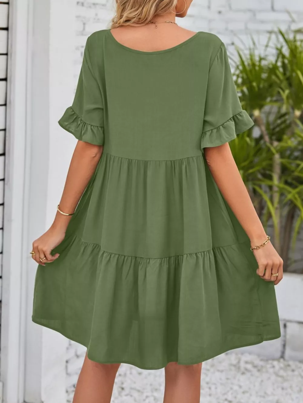 Ruffled Sleeve Tiered Mini Dress, image 31