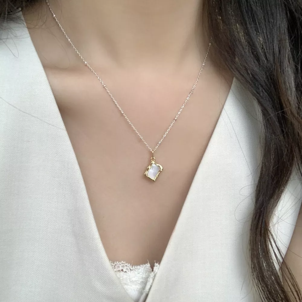 925 Sterling Silver Geometric Necklace, image 4
