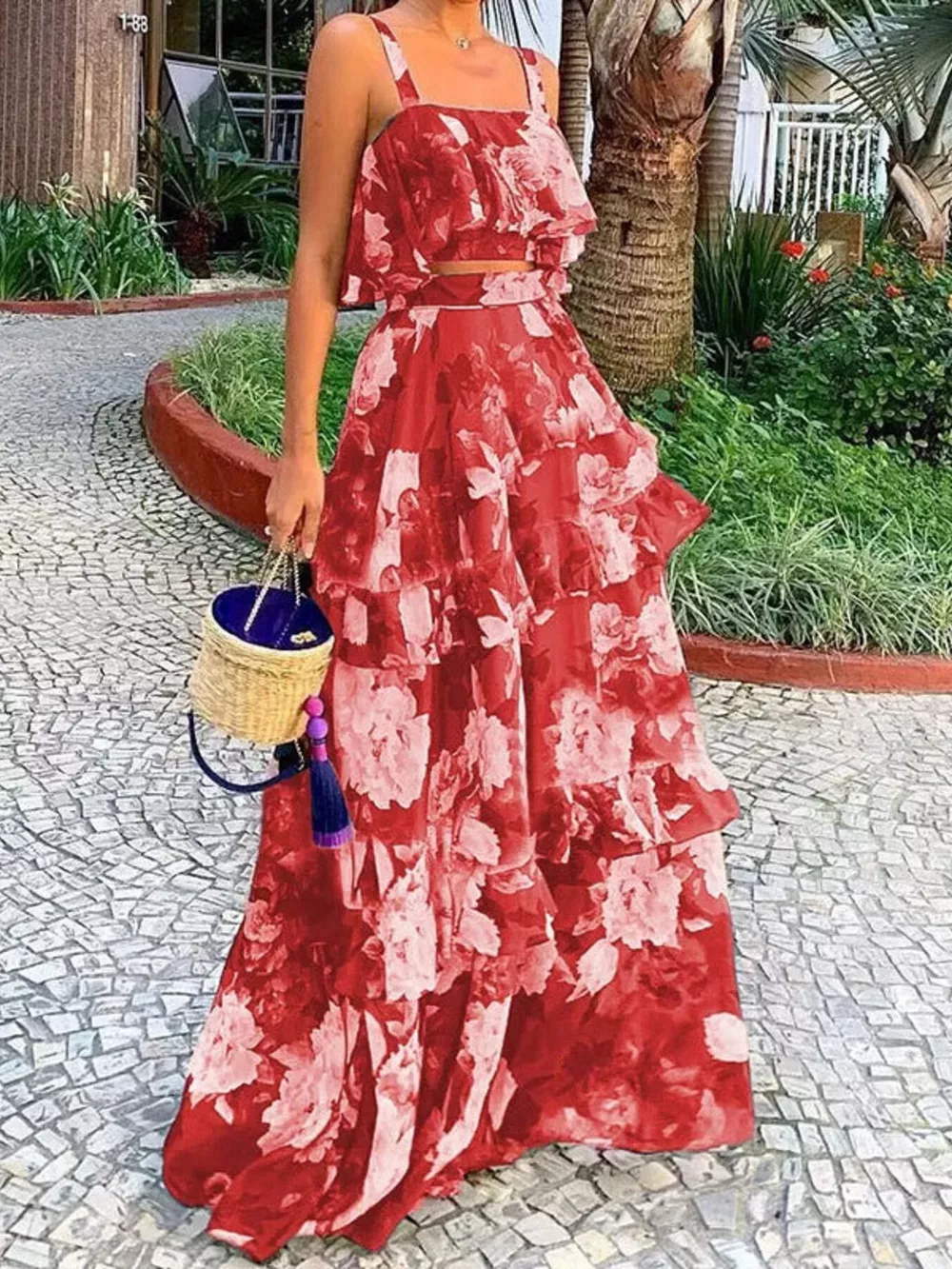 Floral Print Ruffle Cami and Skirt Two-Piece Set, image 11