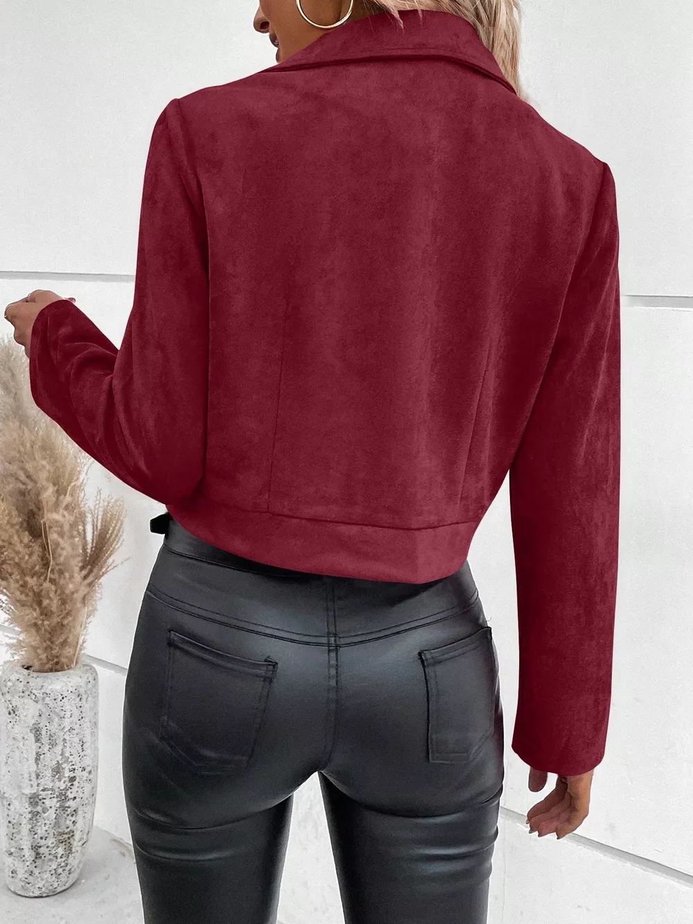 Suede Moto Jacket with Zip Detail, image 21