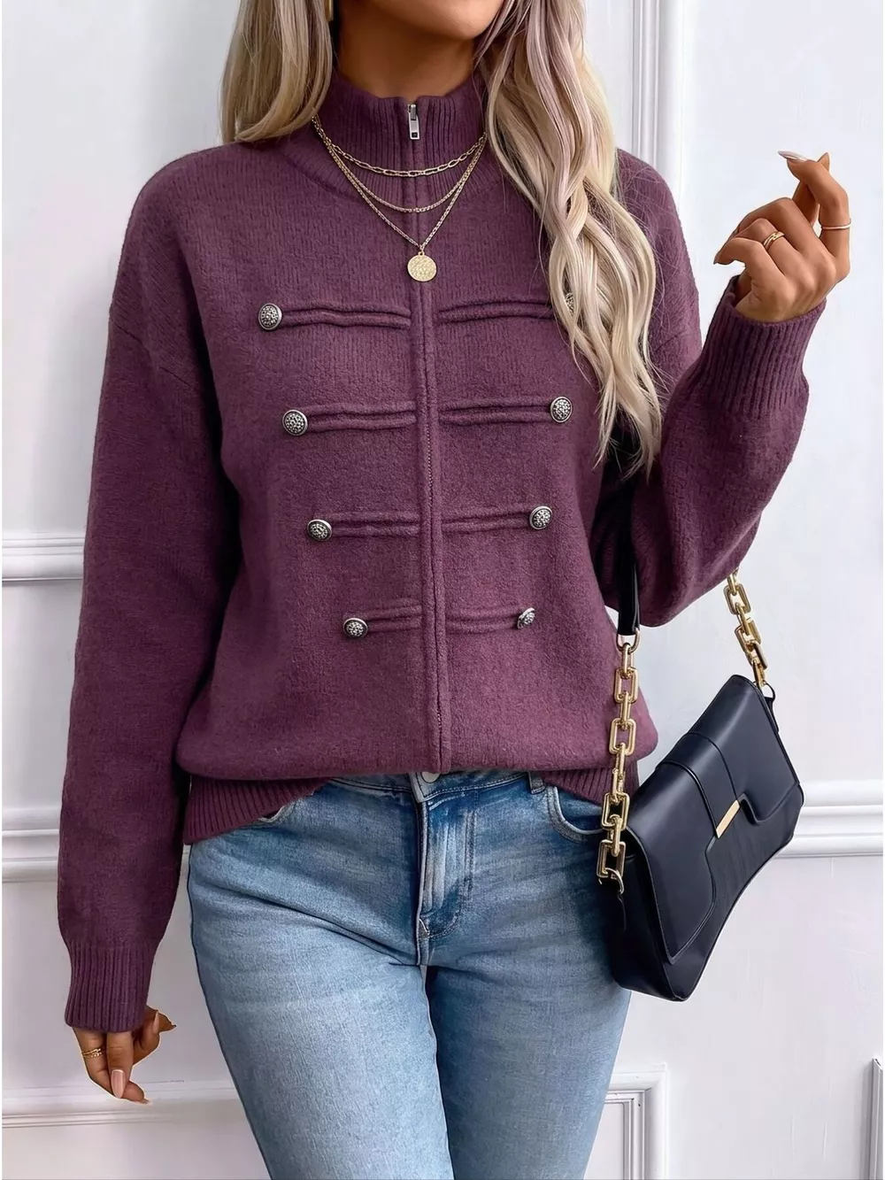 Zip-Up Long Sleeve Cardigan, image 11