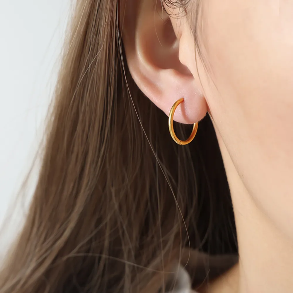 18K Gold-Plated Huggie Earrings, image 4