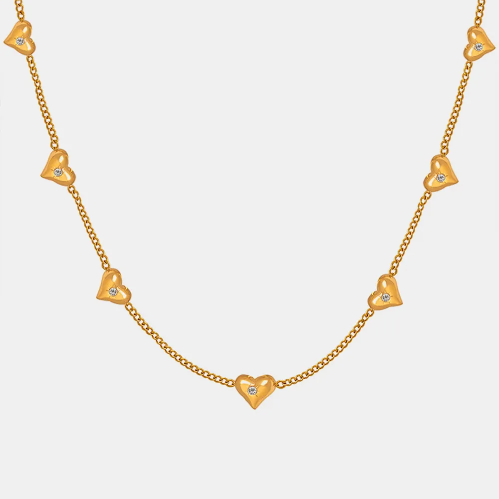 Titanium Steel Zircon Heart Necklace, image 4
