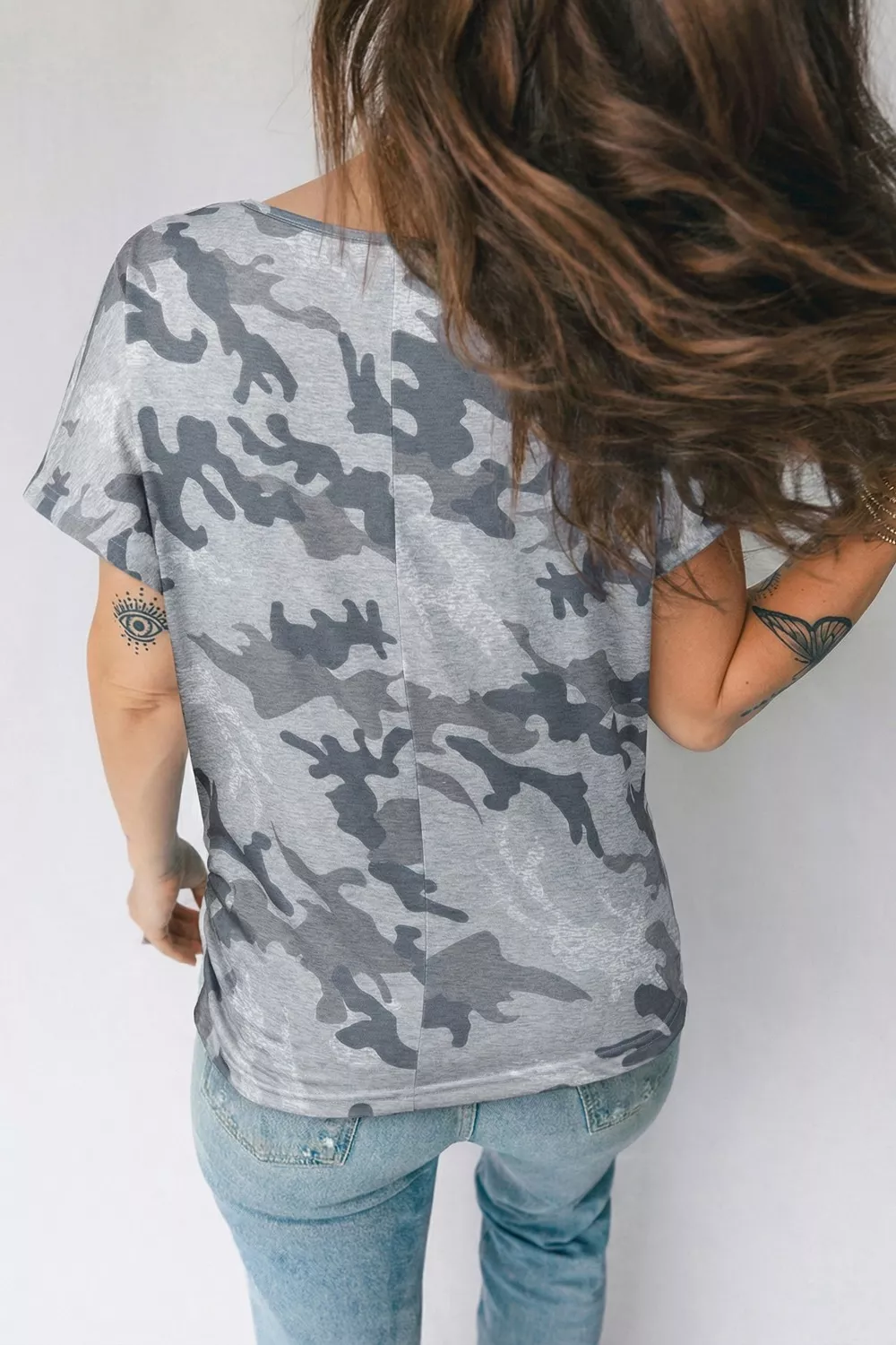 Camouflage Retro American Flag Printed Tee, image 3