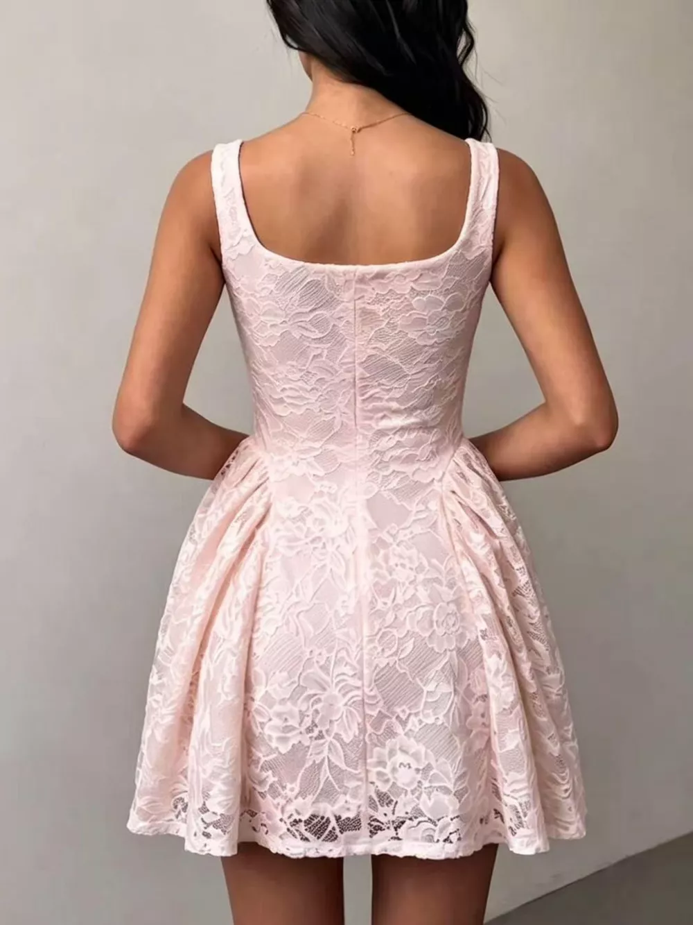 Floral Lace Square Neck Mini Dress, image 7
