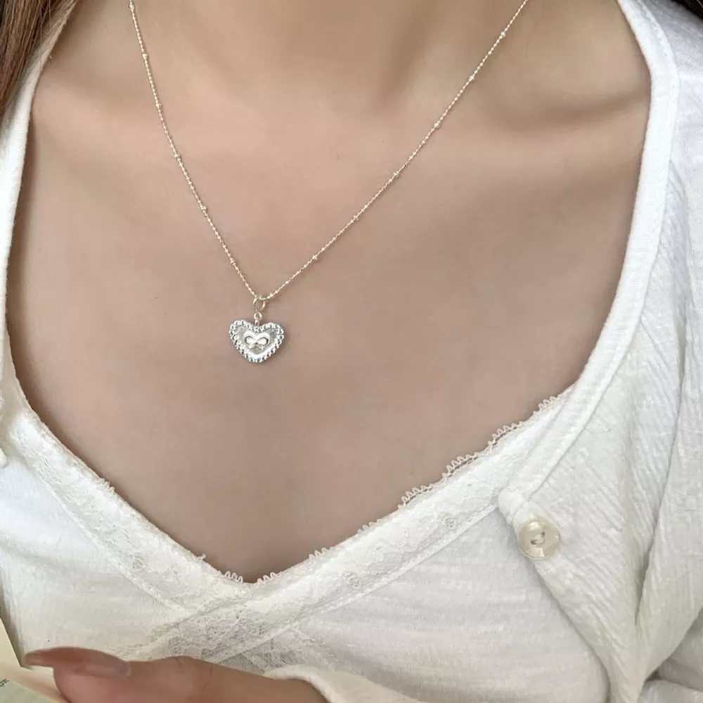925 Sterling Silver Heart Necklace, image 2