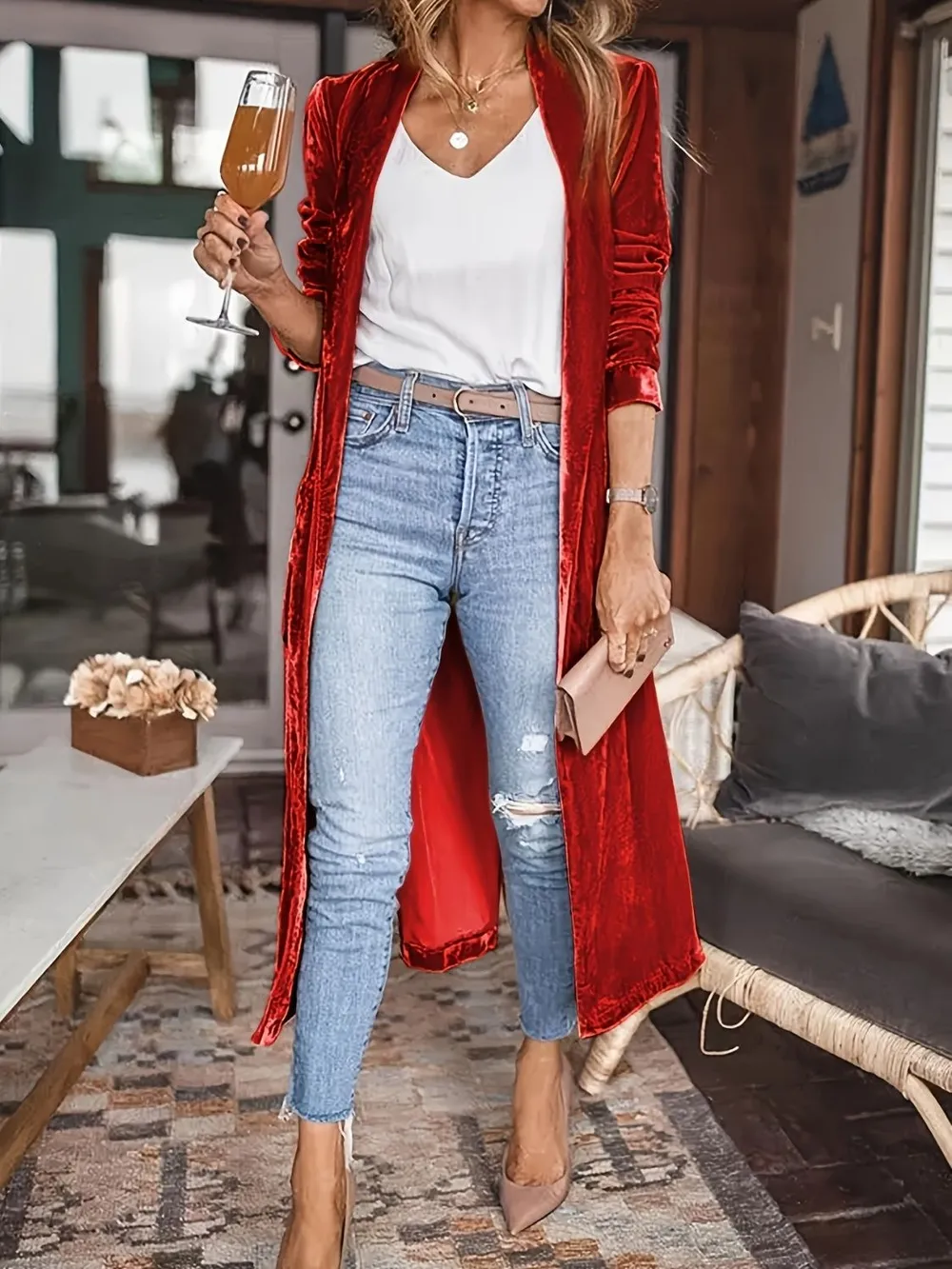 Open Front Long Sleeve Coat, image 12