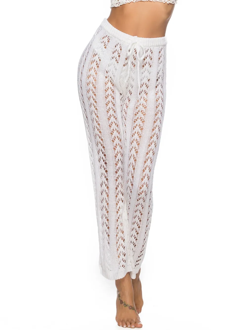 Cutout Drawstring High Waist Swim Pants, image 12