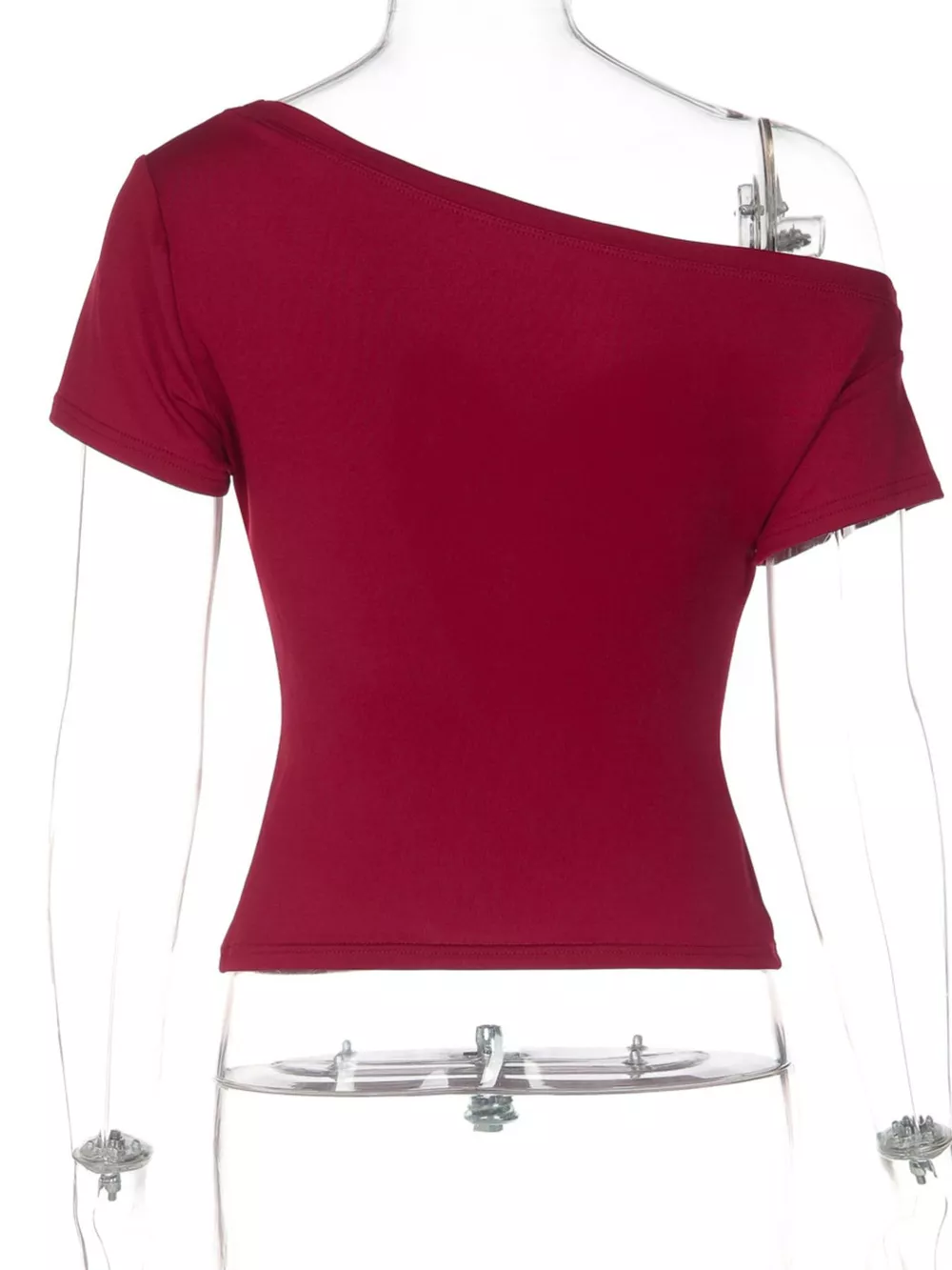 One-Shoulder Button-Decorated Fitted T-Shirt, image 7