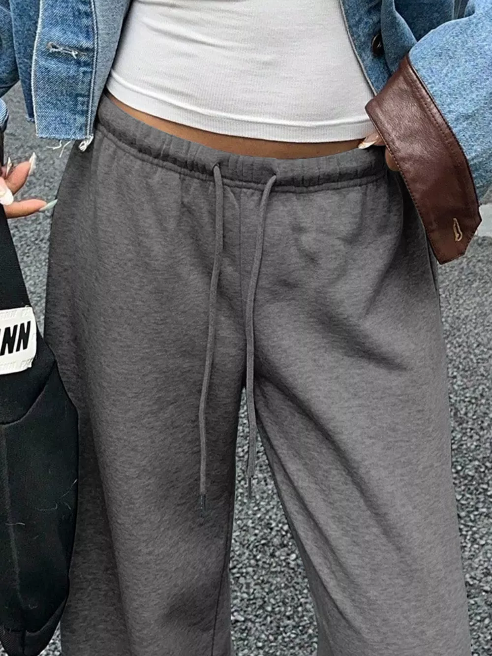 Wide Leg Drawstring Sweatpants, image 3