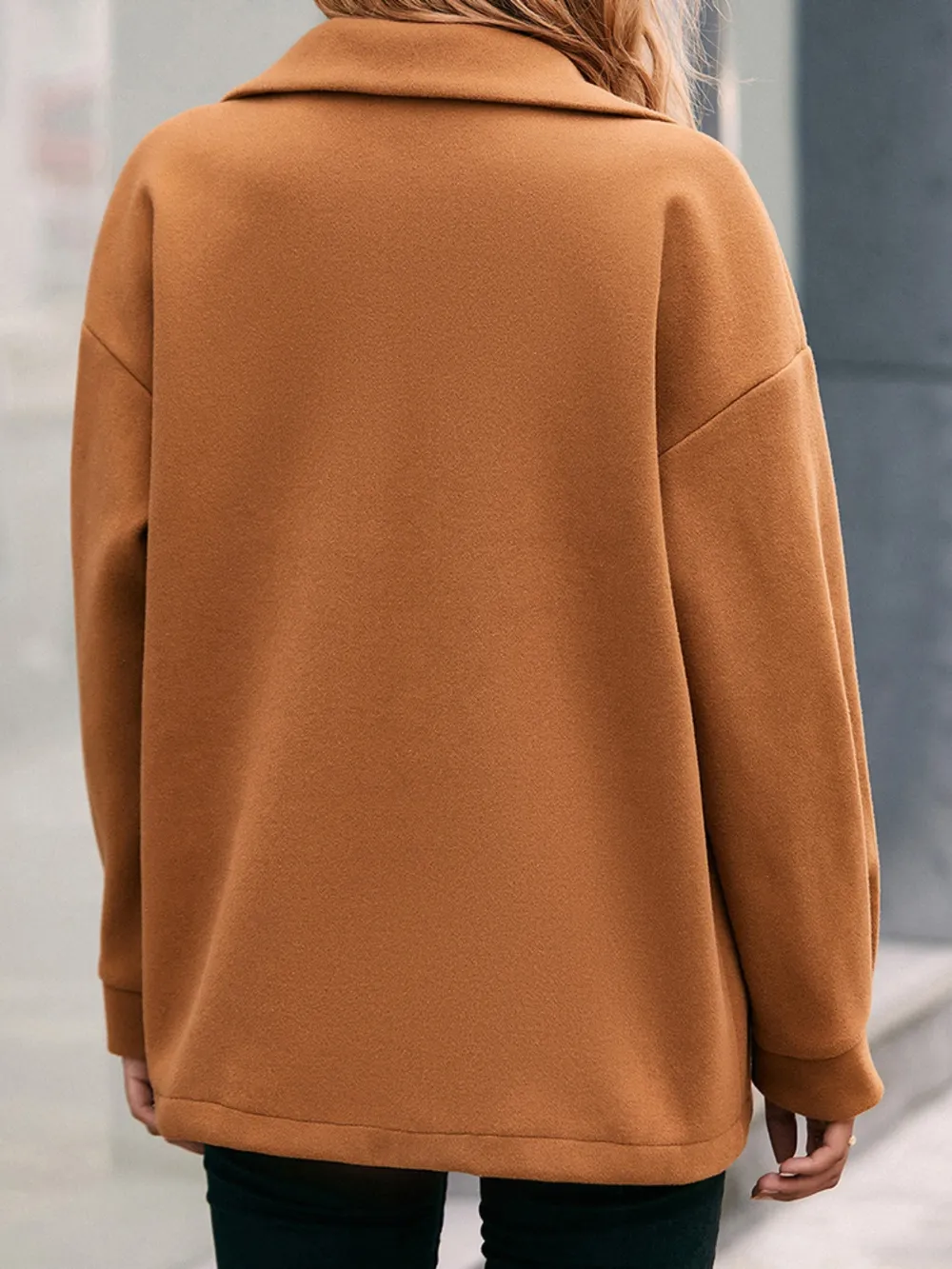 Pocketed Snap Down Dropped Shoulder Jacket, image 2