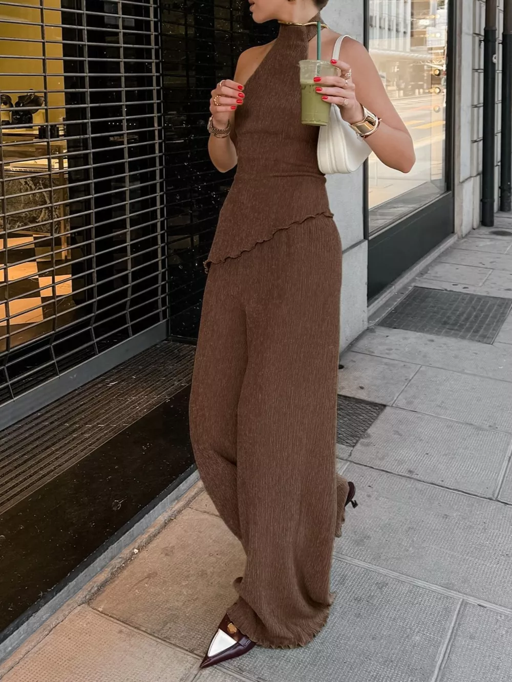 Sleeveless Top and Wide-Leg Pants Two-Piece Set, image 4