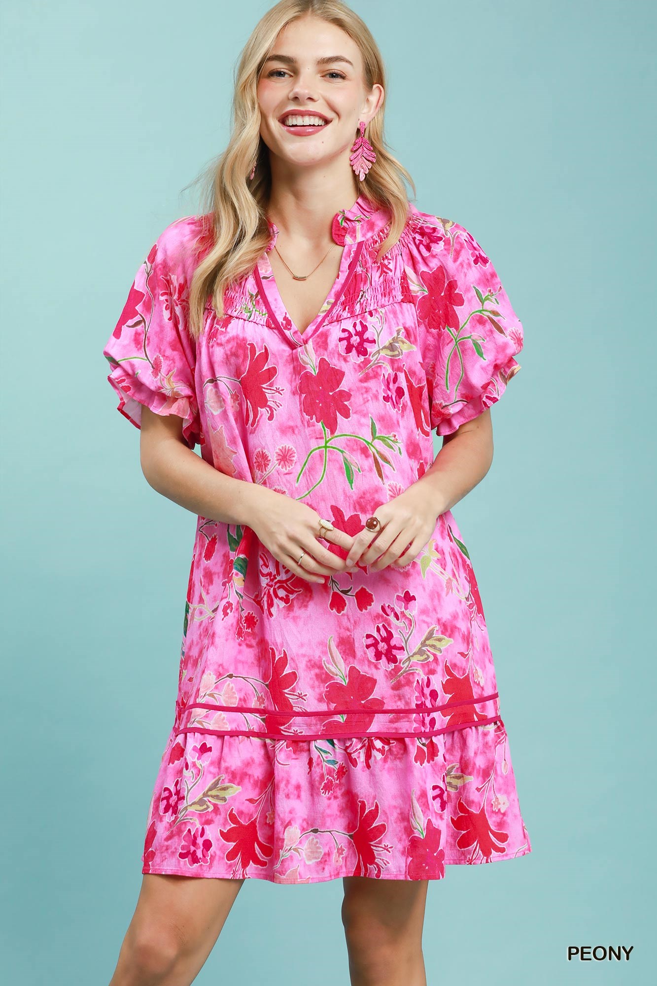 Floral Ruffle Hem Mini Dress