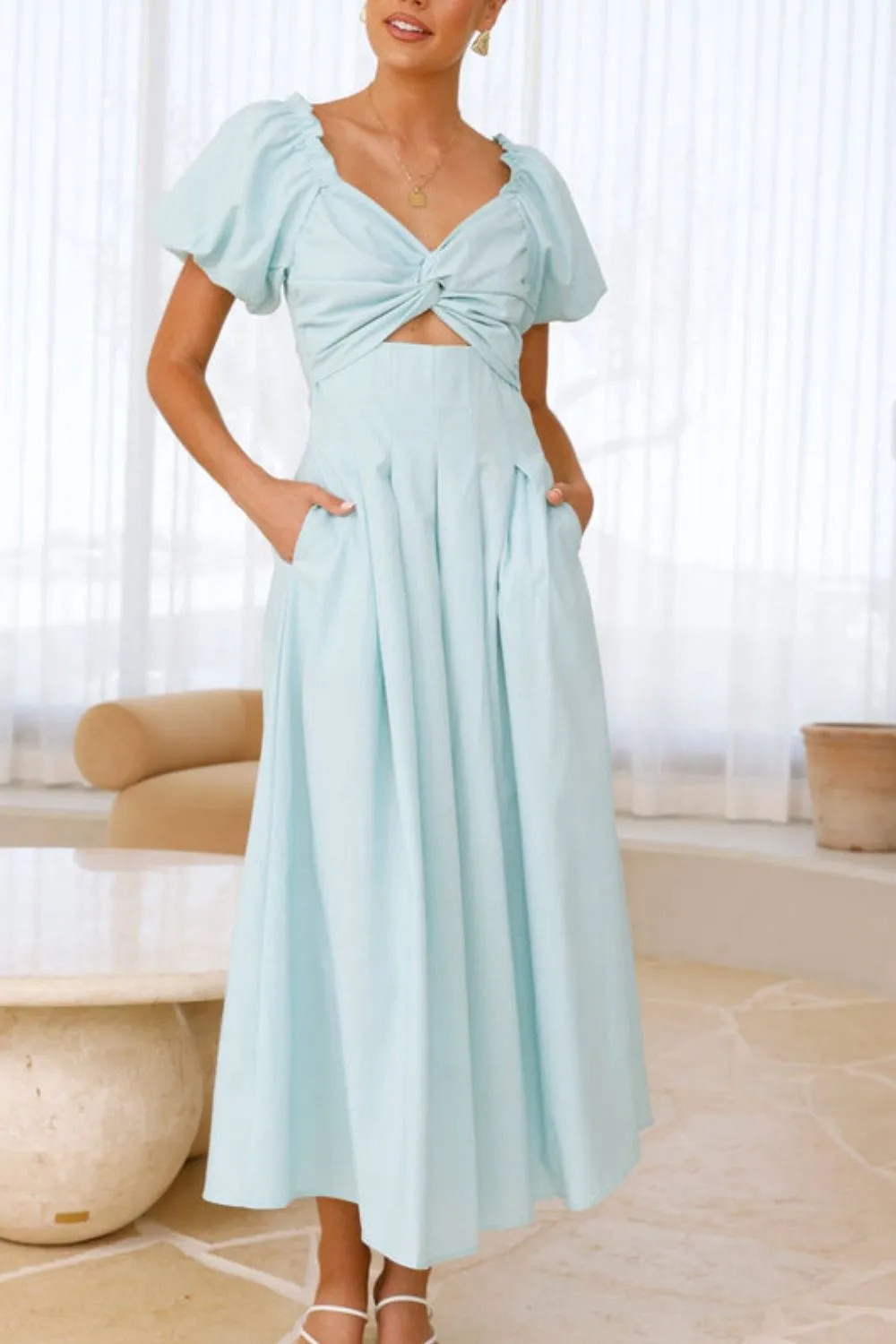 Sweetheart Neck Puff Sleeve Dress, image 20