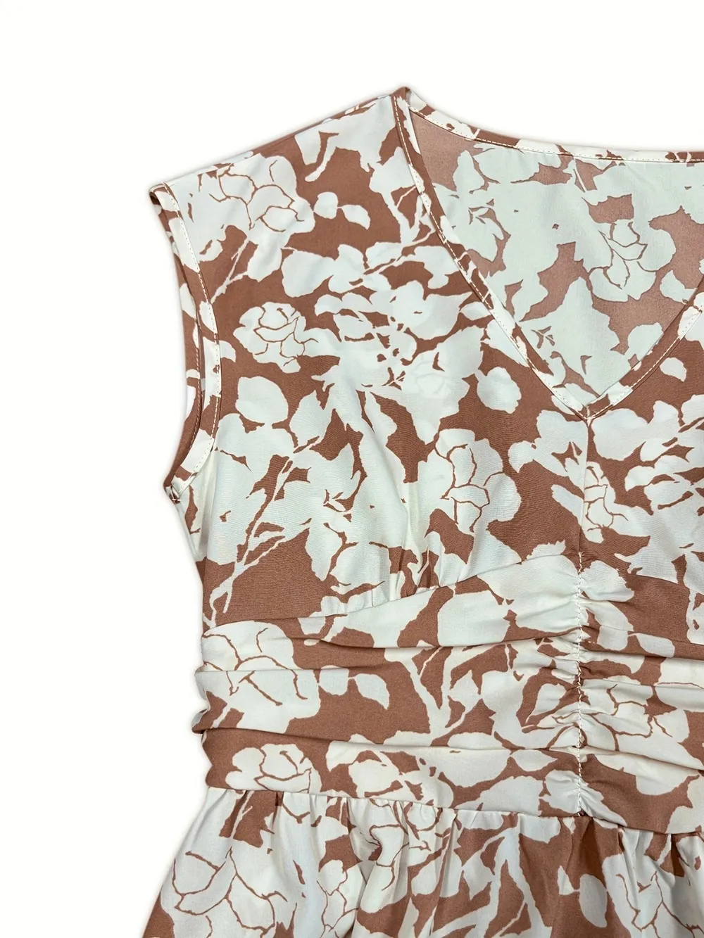 Printed V-Neck Cap Sleeve Midi Dress, image 3