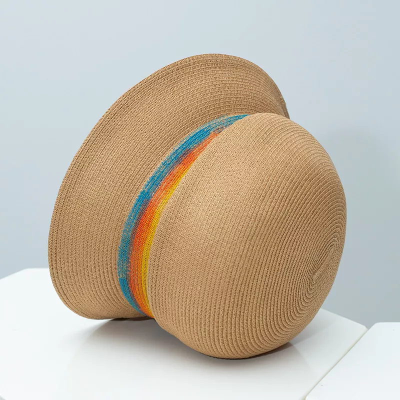 Straw Cloche Hat with Colorful Band, image 3