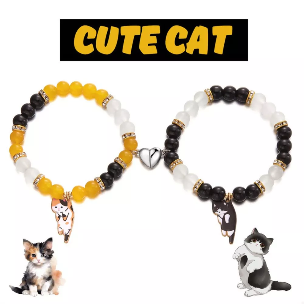 2 Piece Beaded Cat Charm Bracelet, image 14