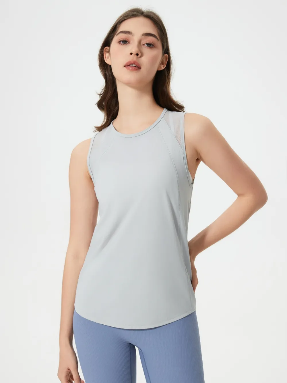 Cutout Back Round Neck Active Tank, image 13