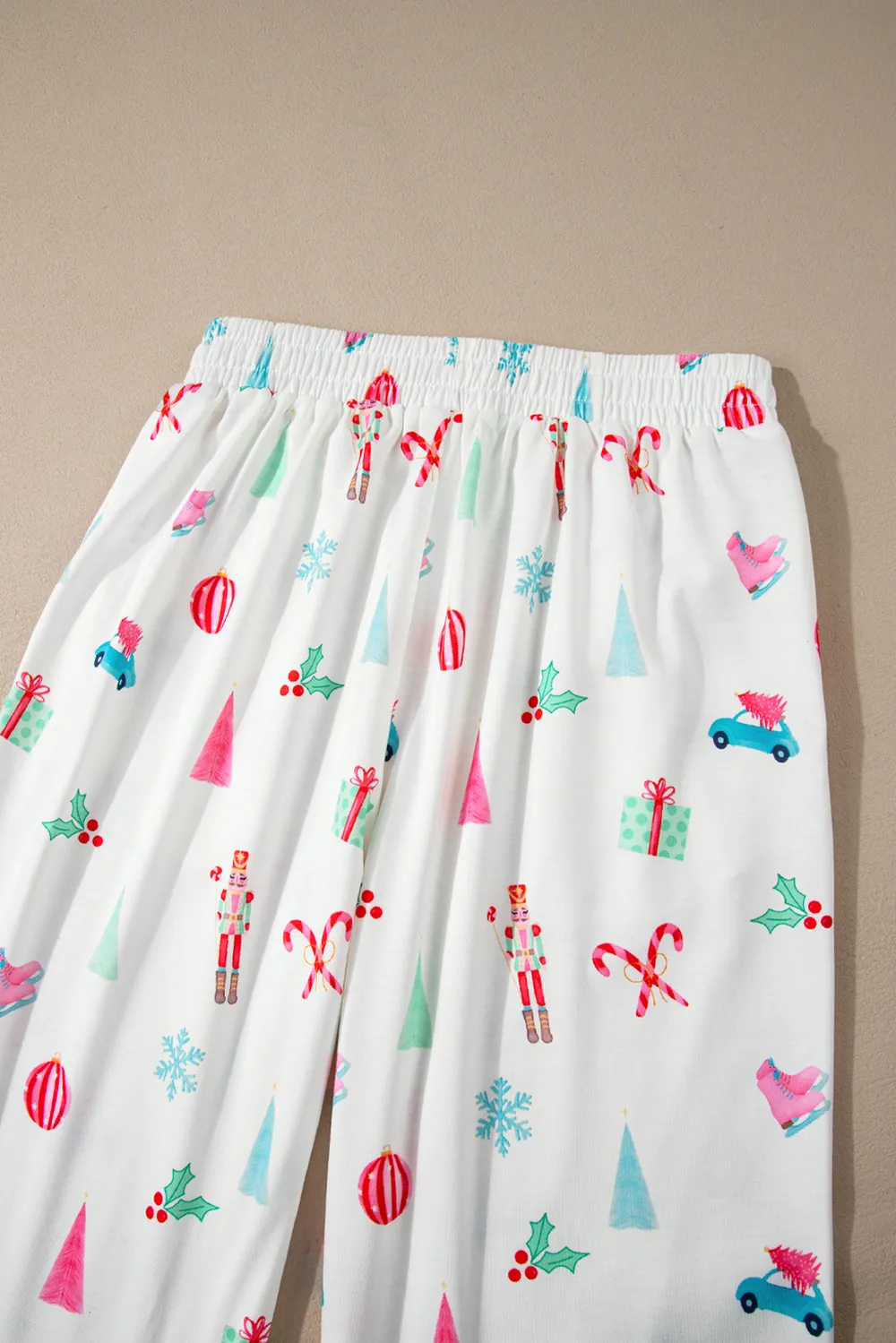 Christmas Printed Collared Neck Top and Pants Lounge Set, image 8