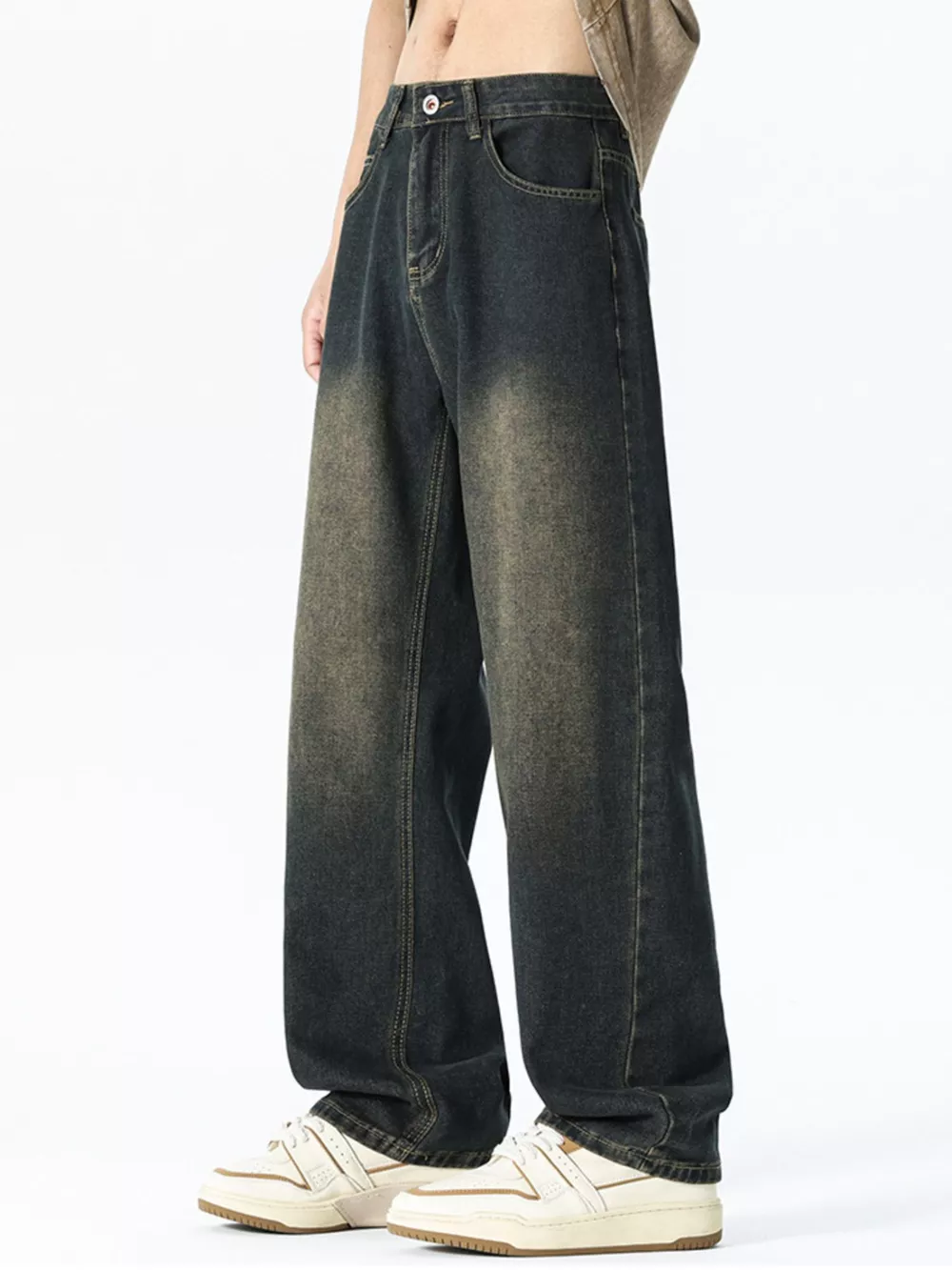 Men's Relaxed Fit Washed Jeans, image 3