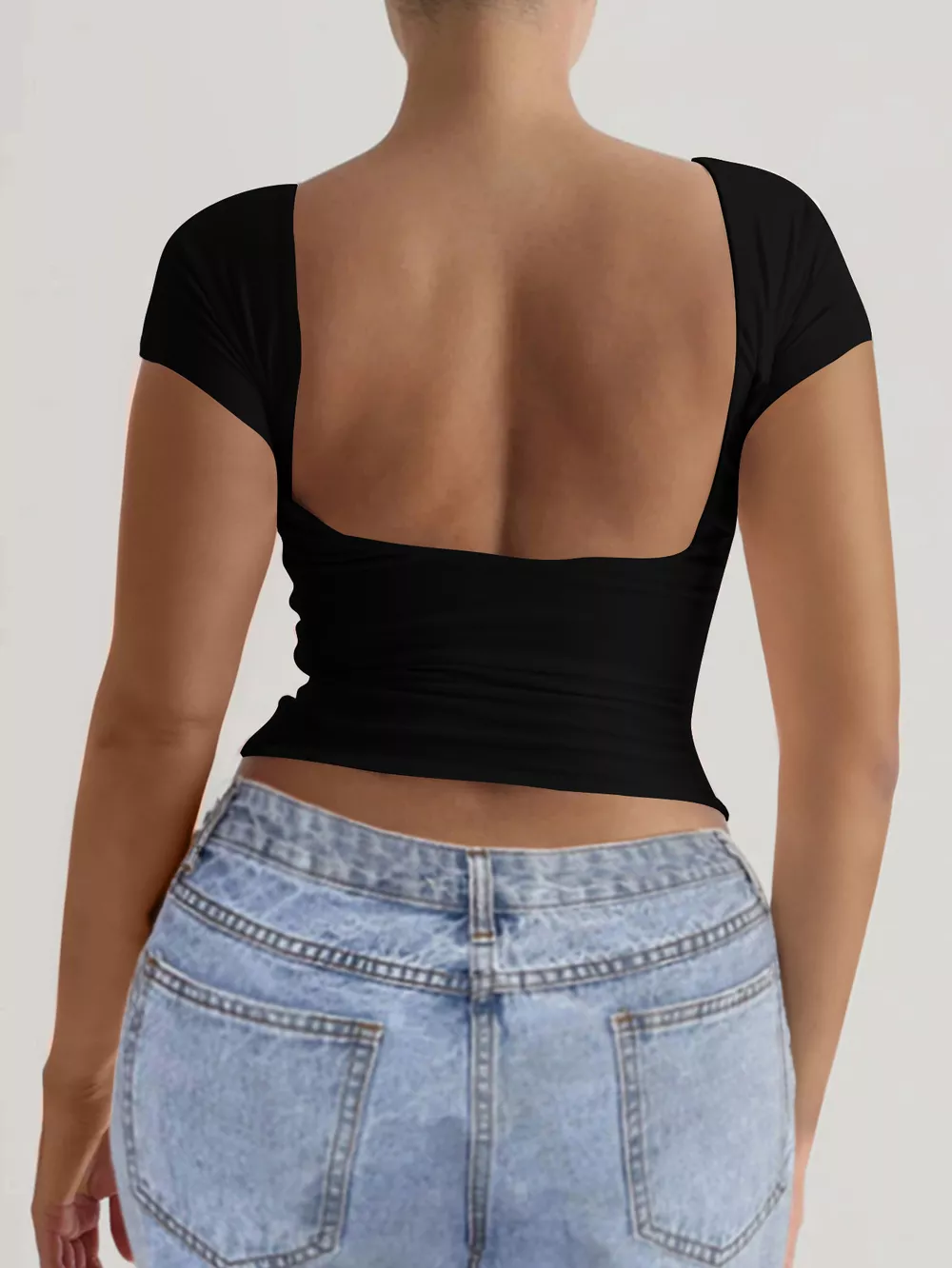 Slim-Fit Backless T-Shirt, image 3
