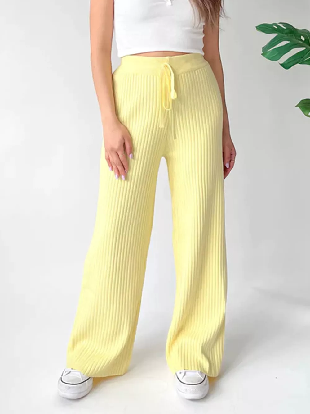 Ribbed Wide Leg Sweater Pants, image 16