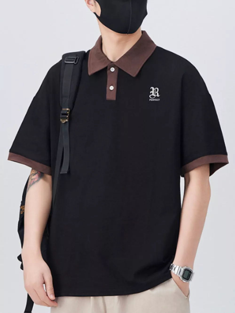 Men's Plus Size Button Detail Short Sleeve Polo, image 8