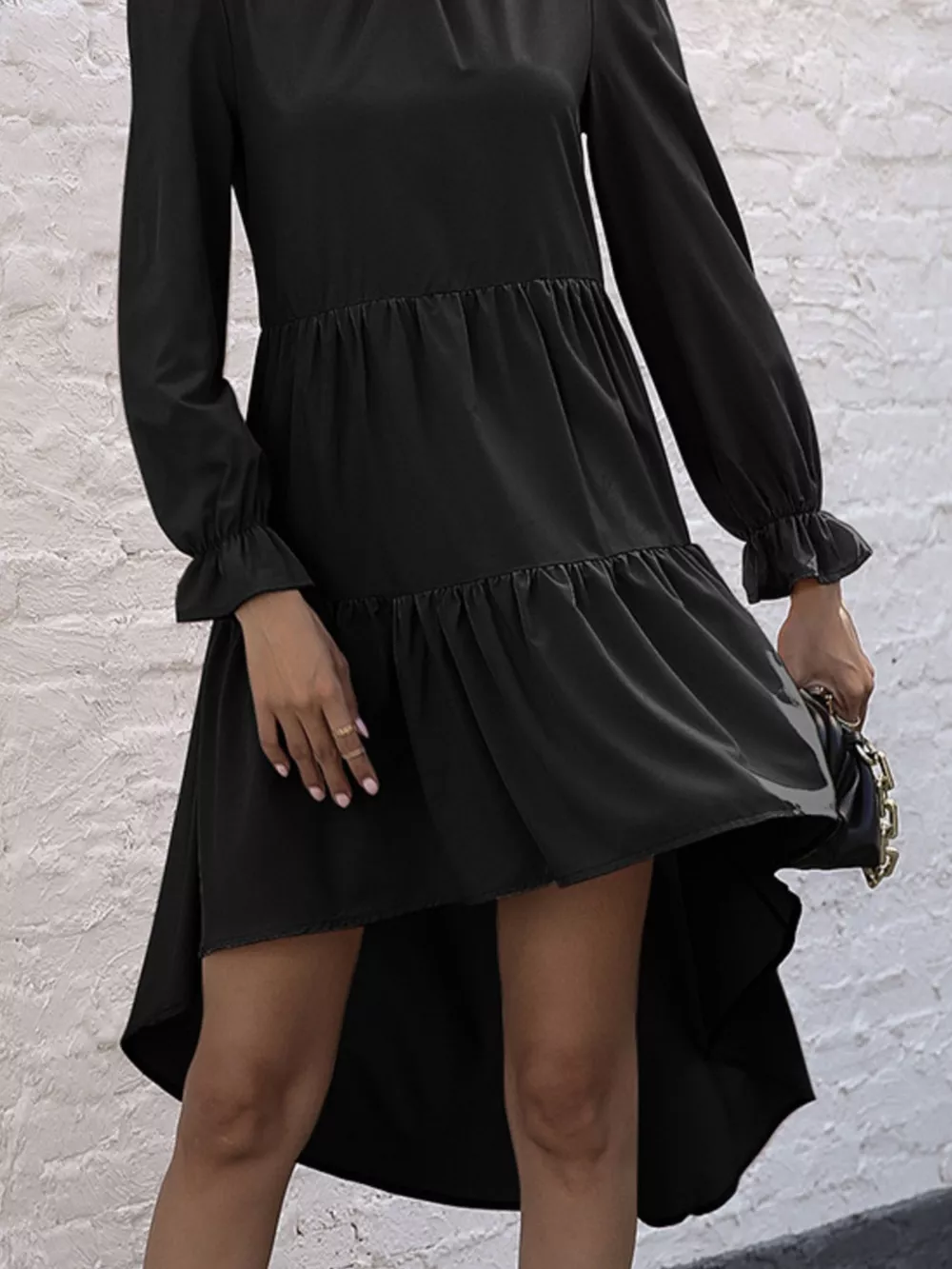 High-Low Flounce Sleeve Dress, image 8