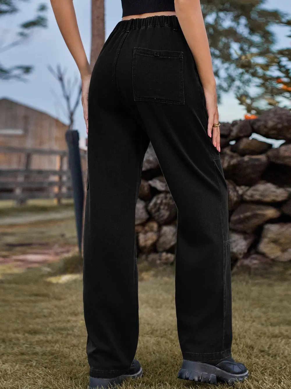 High Waist Cargo Straight Jeans, image 7