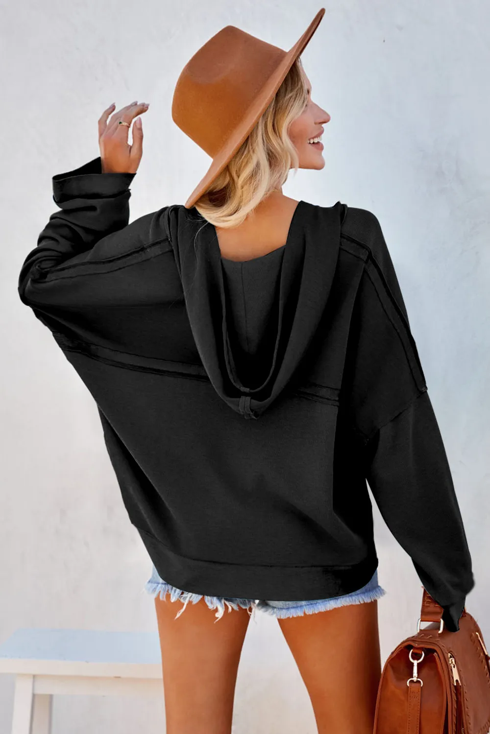 Exposed Seam Long Sleeve Hoodie, image 8