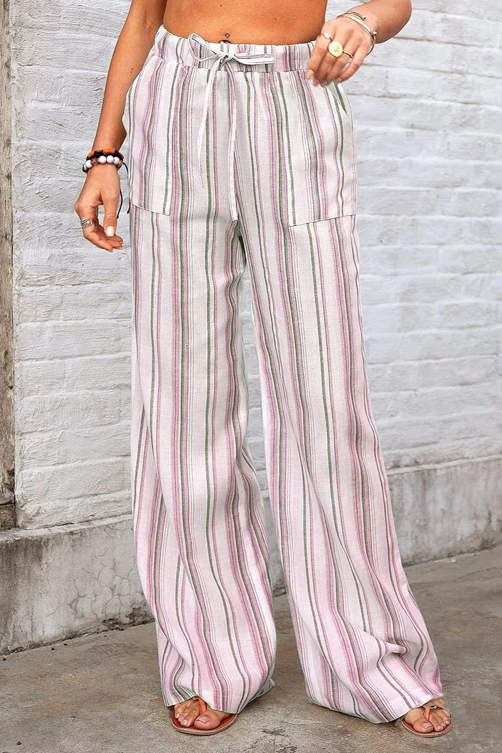 Full Size Striped Wide-Leg Pants Plus Size, image 7