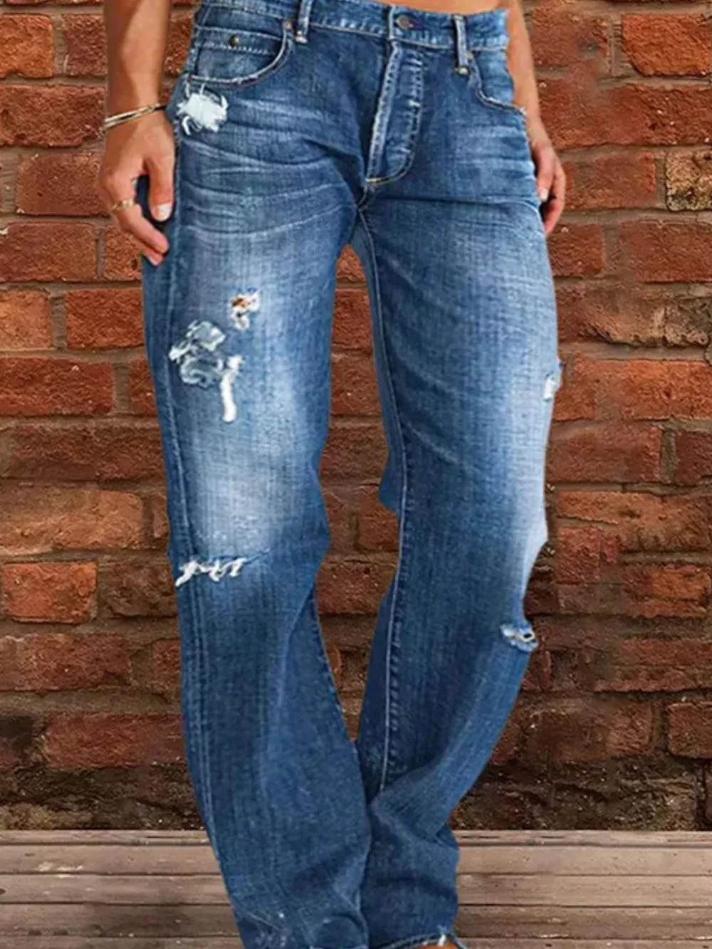 Full Size Distressed Raw Hem Jeans Plus Size, image 2
