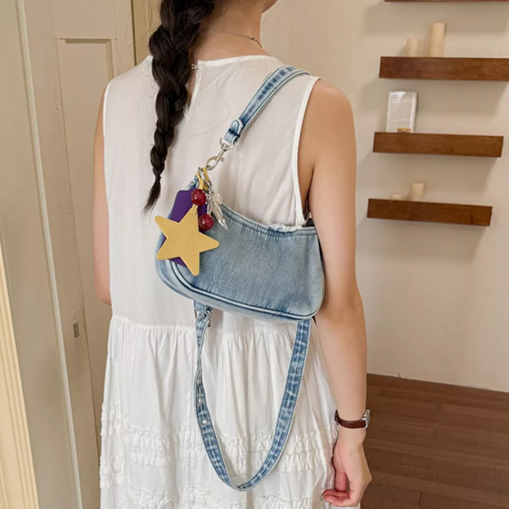 Star Charm Denim Shoulder Bag, image 13