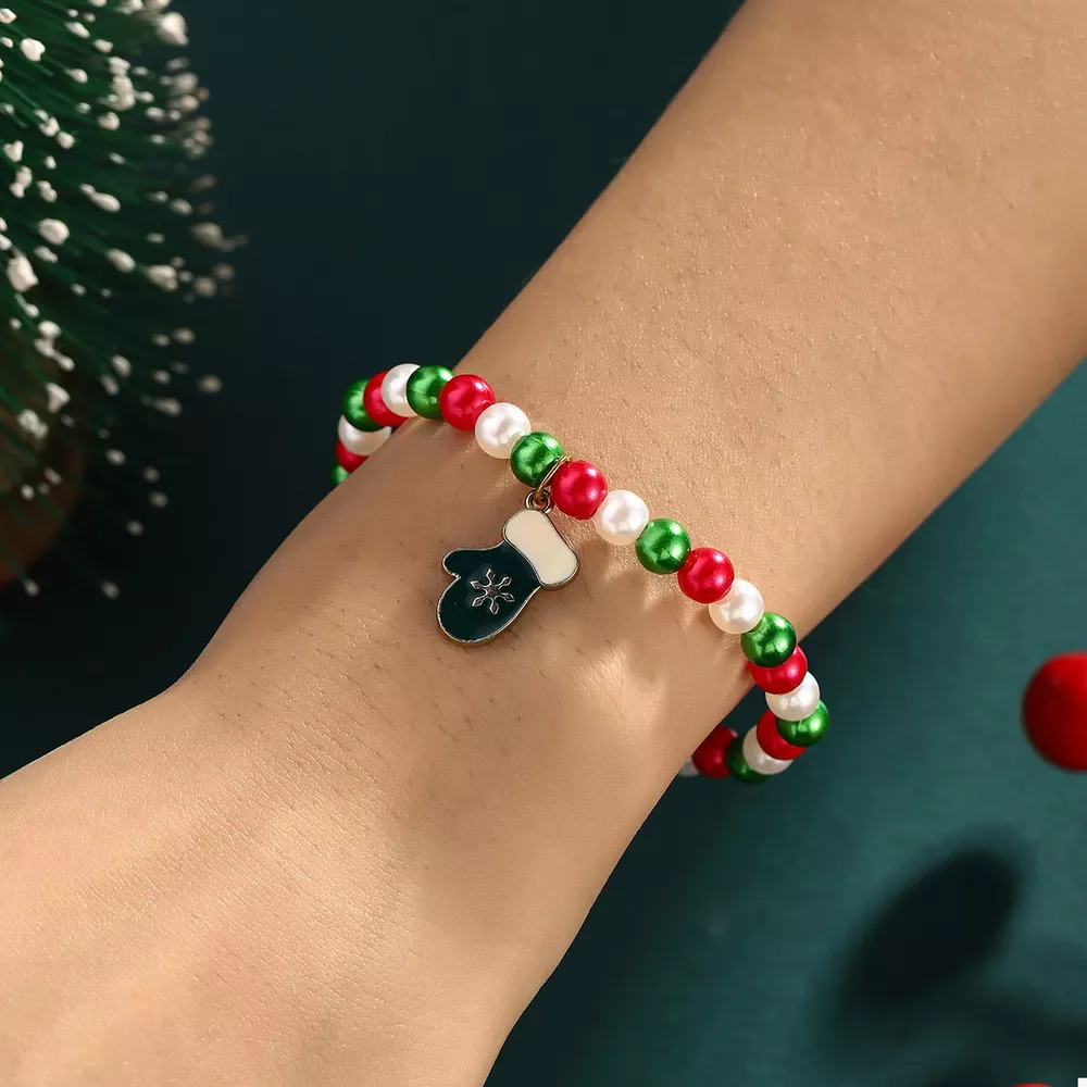 5 Piece Christmas Synthetic Pearl Bracelet, image 6