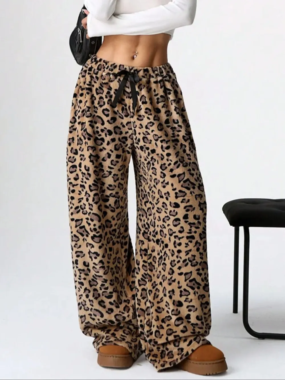 Leopard Wide Leg Plush Pants, image 12